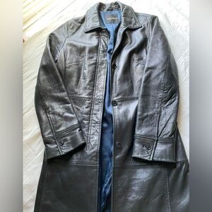 Tahari Long Leather Coat